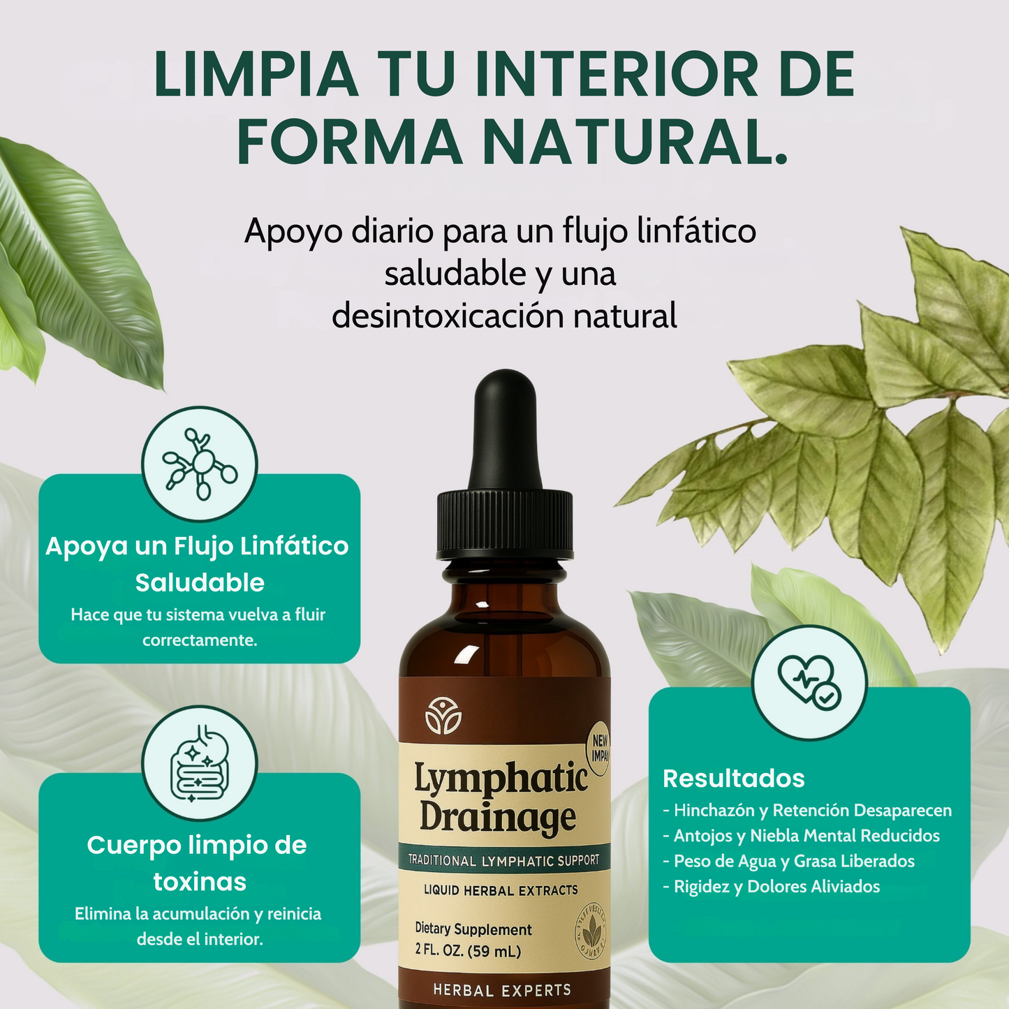 Drenaje Linfático Líquido – Rostro Afinado, Piernas Ligeras, Vientre Plano